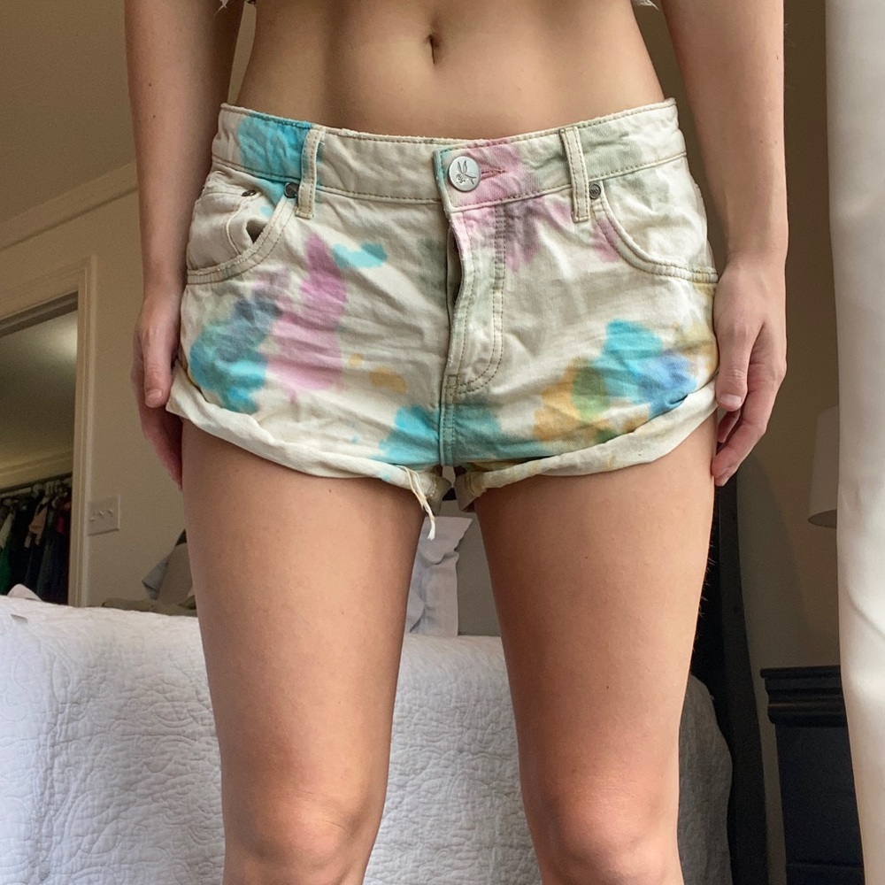 One Teaspoon Tie Dye Denim Shorts